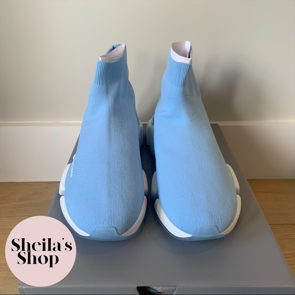 NIB Balenciaga Men’s Speed 2.0 LT Sneakers Blue Size 42 - Picture 3 of 10